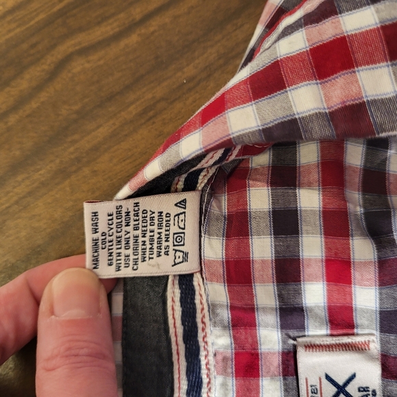 MBX Denim Wear Men's Short Sleeve Button Shirt Red/Blue Size M - Picture 15 of 16